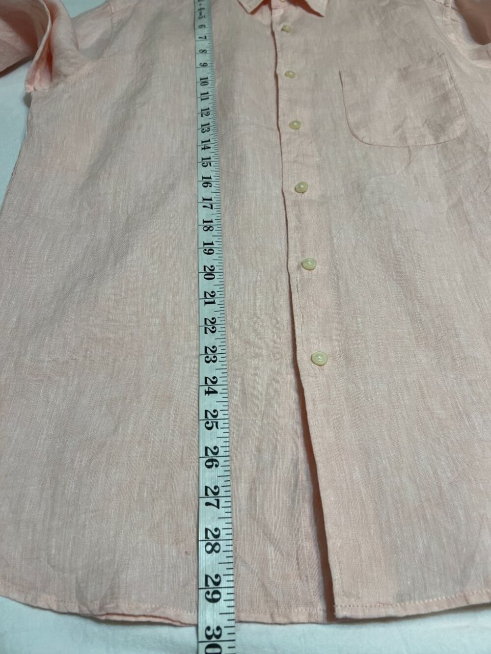 Uniqlo 100% Linen Button Up Shirt Pink Long Sleeve Men’s Size L Lightweight - Picture 7 of 9